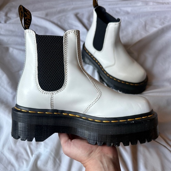 Dr. Martens Shoes - Dr. Martens Audrick Chelsea Platform Boots White- Women's 5